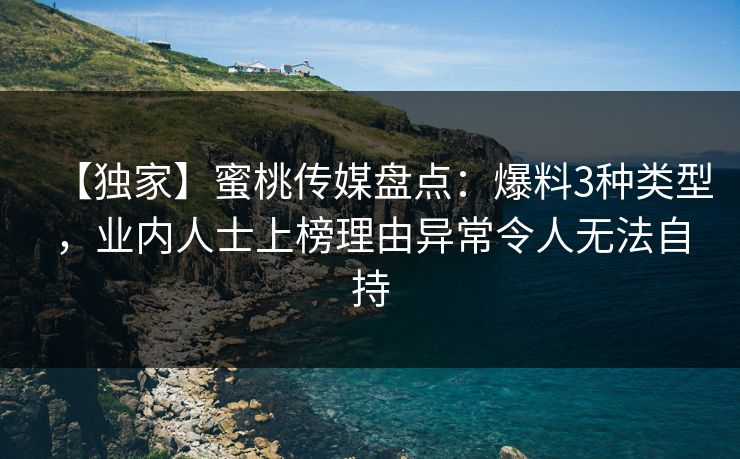 【独家】蜜桃传媒盘点：爆料3种类型，业内人士上榜理由异常令人无法自持