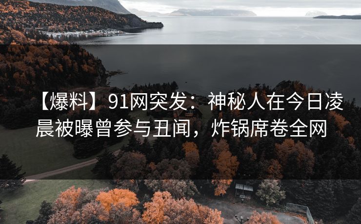 【爆料】91网突发：神秘人在今日凌晨被曝曾参与丑闻，炸锅席卷全网
