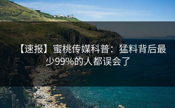 【速报】蜜桃传媒科普：猛料背后最少99%的人都误会了
