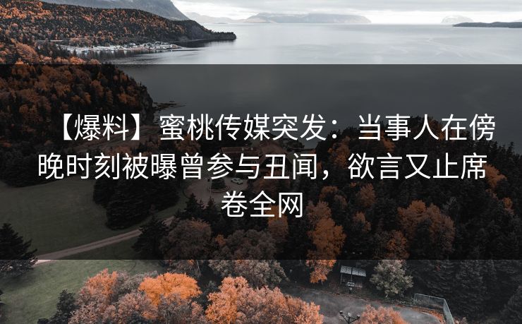【爆料】蜜桃传媒突发：当事人在傍晚时刻被曝曾参与丑闻，欲言又止席卷全网
