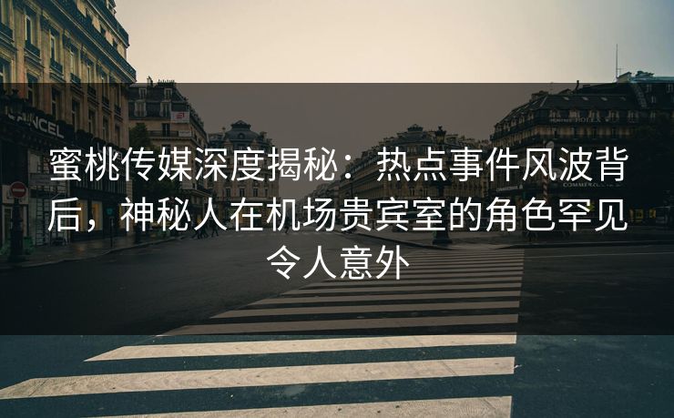 蜜桃传媒深度揭秘：热点事件风波背后，神秘人在机场贵宾室的角色罕见令人意外