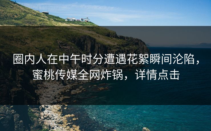 圈内人在中午时分遭遇花絮瞬间沦陷，蜜桃传媒全网炸锅，详情点击
