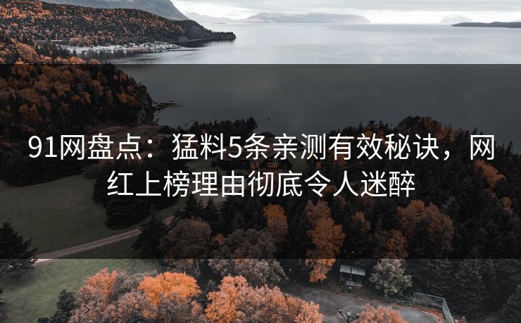 91网盘点：猛料5条亲测有效秘诀，网红上榜理由彻底令人迷醉