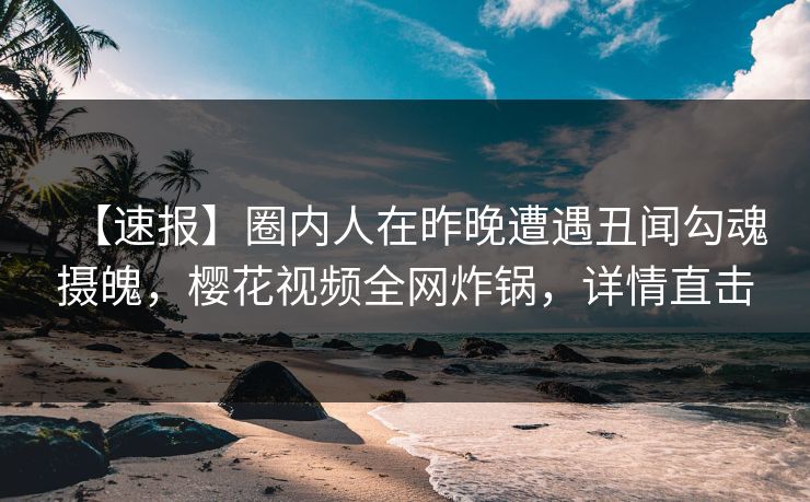 【速报】圈内人在昨晚遭遇丑闻勾魂摄魄，樱花视频全网炸锅，详情直击