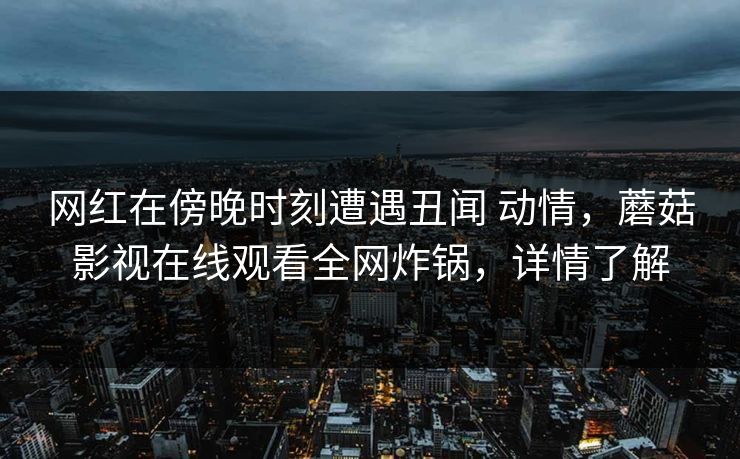 网红在傍晚时刻遭遇丑闻 动情，蘑菇影视在线观看全网炸锅，详情了解