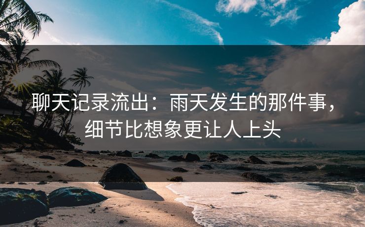 聊天记录流出：雨天发生的那件事，细节比想象更让人上头
