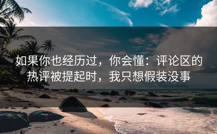 如果你也经历过，你会懂：评论区的热评被提起时，我只想假装没事