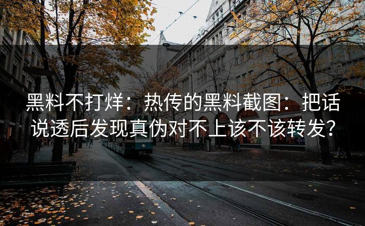 黑料不打烊：热传的黑料截图：把话说透后发现真伪对不上该不该转发？